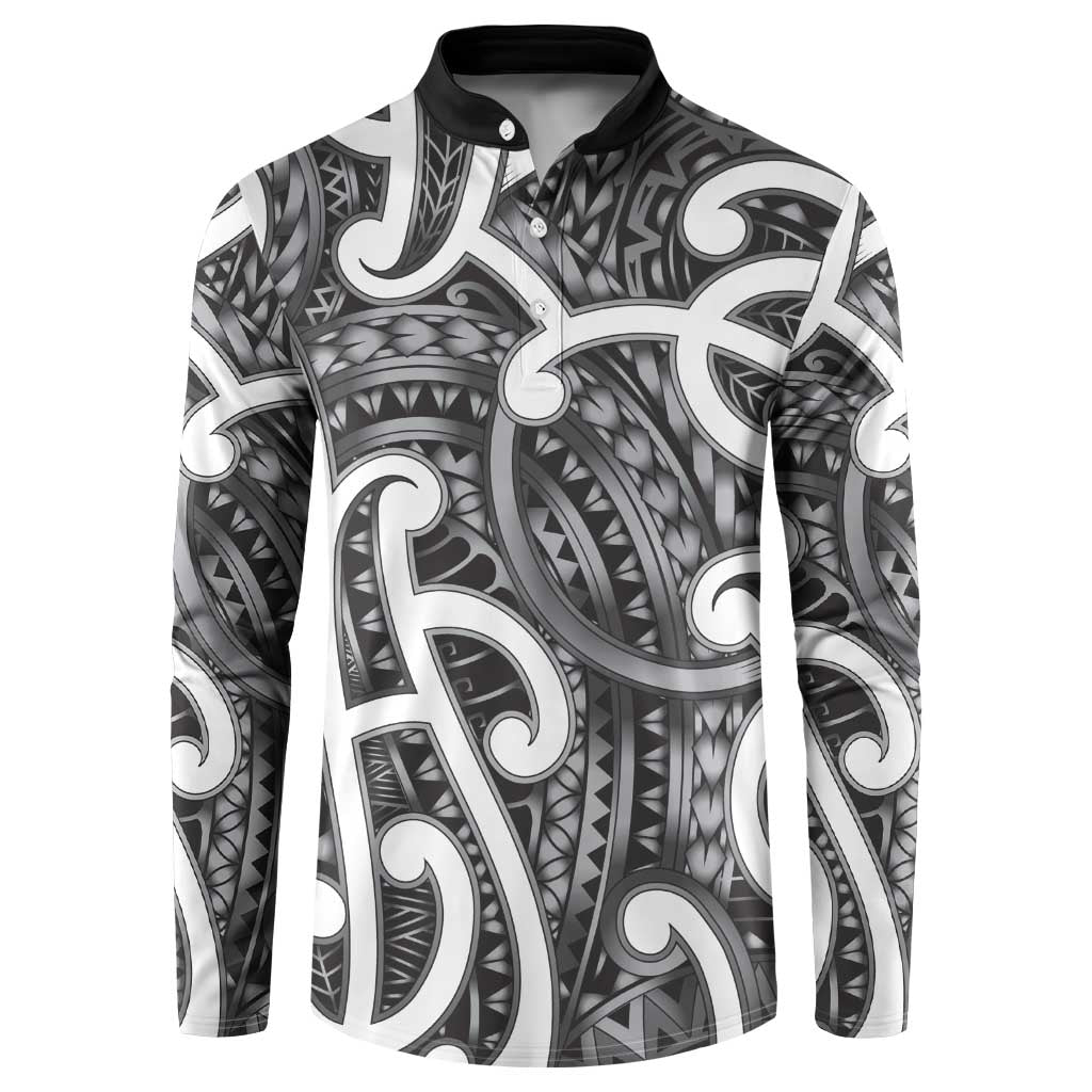 Aotearoa Maori Kowhaiwhai Button Sweatshirt Kiwikiwi Puhoro and Patiki LT9 Grey - Polynesian Pride