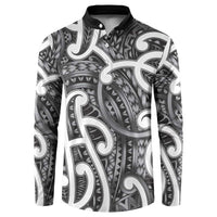 Aotearoa Maori Kowhaiwhai Button Sweatshirt Kiwikiwi Puhoro and Patiki LT9 Grey - Polynesian Pride