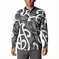 Aotearoa Maori Kowhaiwhai Button Sweatshirt Kiwikiwi Puhoro and Patiki LT9 - Polynesian Pride