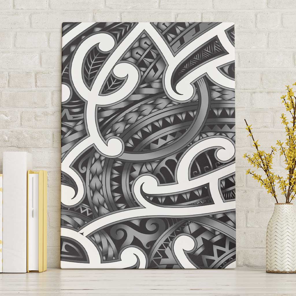 Aotearoa Maori Kowhaiwhai Canvas Wall Art Kiwikiwi Puhoro and Patiki LT9 Without Frame Grey - Polynesian Pride