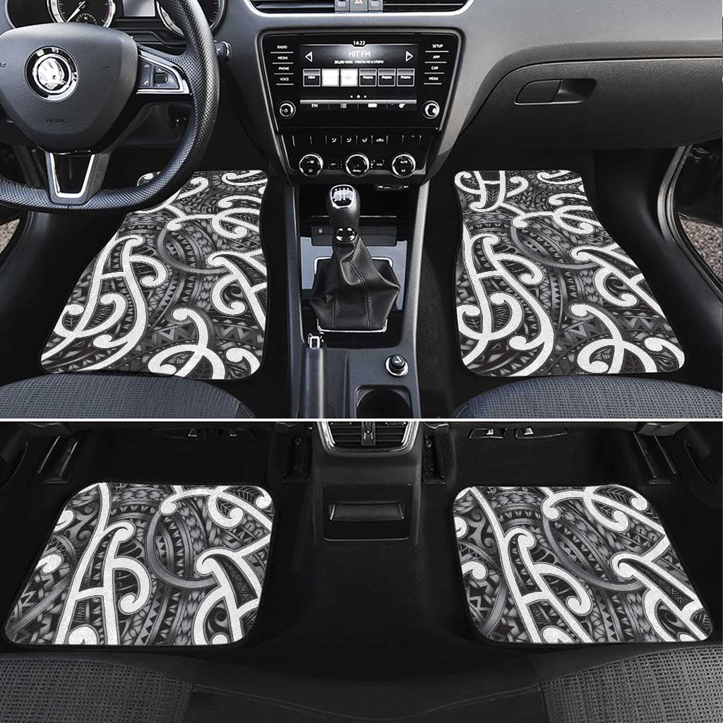 Aotearoa Maori Kowhaiwhai Car Mats Kiwikiwi Puhoro and Patiki LT9 Set 4pcs Grey - Polynesian Pride