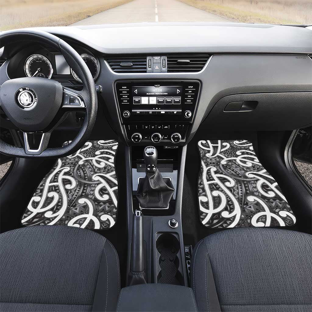 Aotearoa Maori Kowhaiwhai Car Mats Kiwikiwi Puhoro and Patiki LT9 Set 2pcs - Front Grey - Polynesian Pride