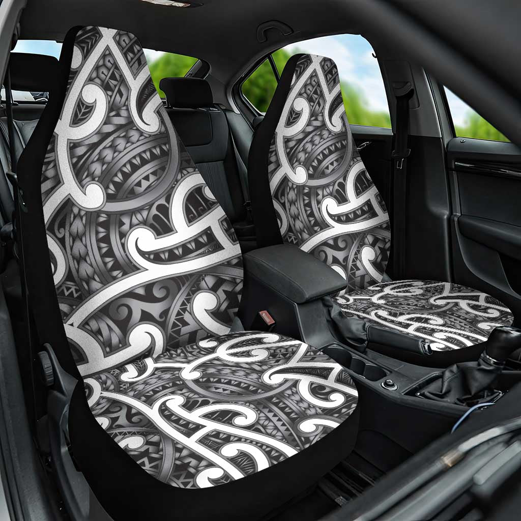 Aotearoa Maori Kowhaiwhai Car Seat Cover Kiwikiwi Puhoro and Patiki LT9 One Size Grey - Polynesian Pride