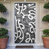 Aotearoa Maori Kowhaiwhai Door Cover Kiwikiwi Puhoro and Patiki LT9 Grey - Polynesian Pride