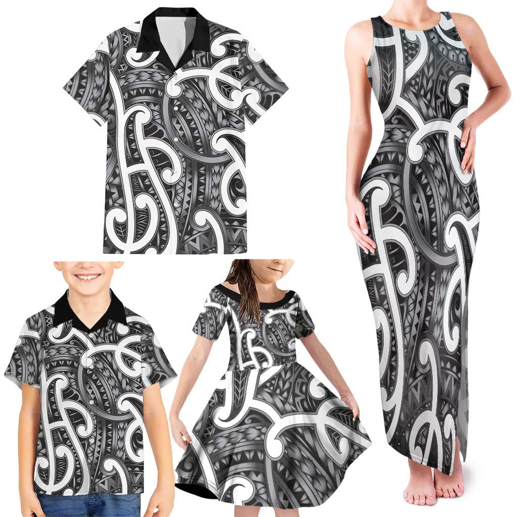 Aotearoa Maori Kowhaiwhai Family Matching Tank Maxi Dress and Hawaiian Shirt Kiwikiwi Puhoro and Patiki LT9 - Polynesian Pride