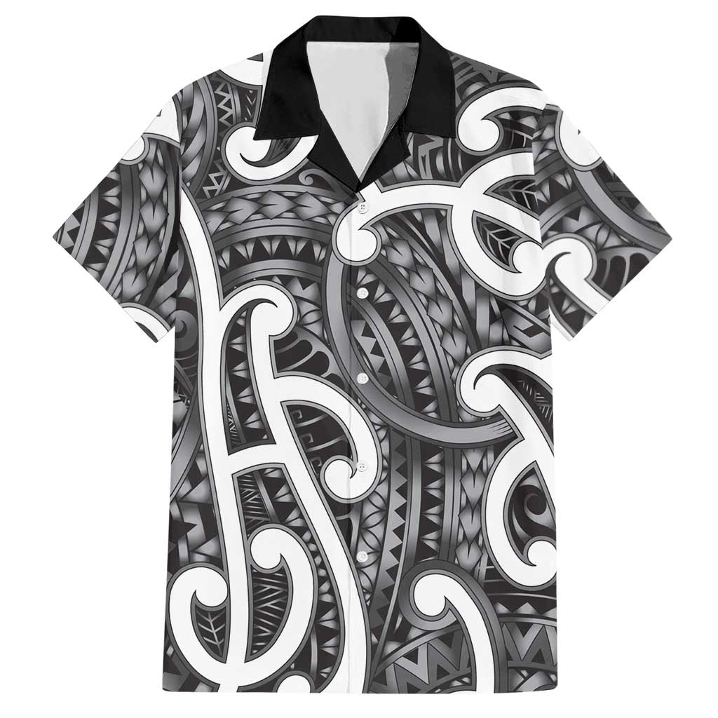 Aotearoa Maori Kowhaiwhai Hawaiian Shirt Kiwikiwi Puhoro and Patiki LT9 Grey - Polynesian Pride