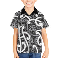 Aotearoa Maori Kowhaiwhai Kid Hawaiian Shirt Kiwikiwi Puhoro and Patiki