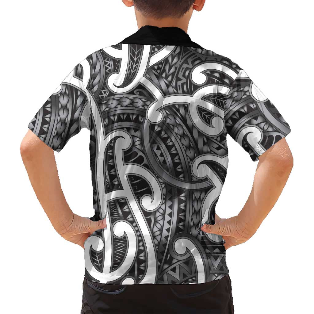 Aotearoa Maori Kowhaiwhai Kid Hawaiian Shirt Kiwikiwi Puhoro and Patiki