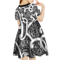 Aotearoa Maori Kowhaiwhai Kid Short Sleeve Dress Kiwikiwi Puhoro and Patiki LT9 - Polynesian Pride