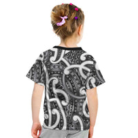Aotearoa Maori Kowhaiwhai Kid T Shirt Kiwikiwi Puhoro and Patiki