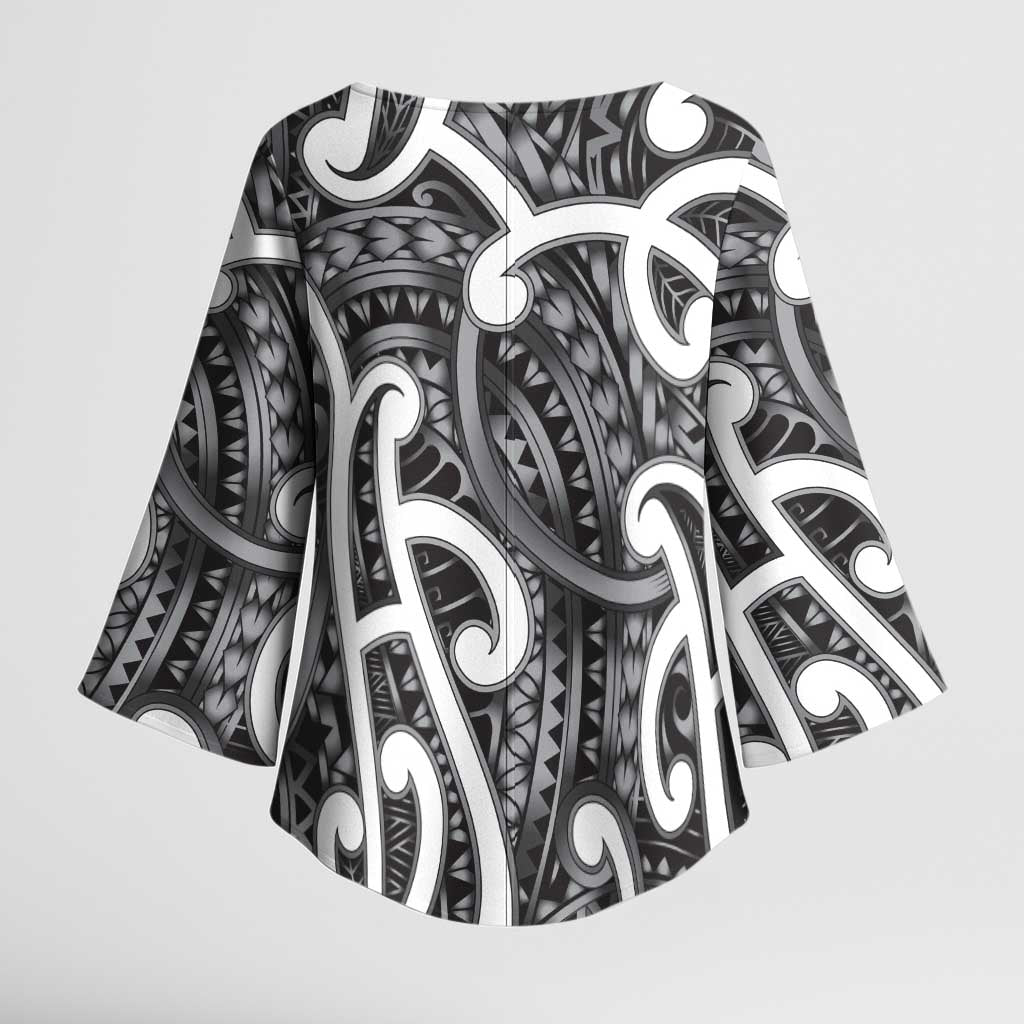 Aotearoa Maori Kowhaiwhai Kimono Sleeve Blouse Kiwikiwi Puhoro and Patiki LT9 - Polynesian Pride