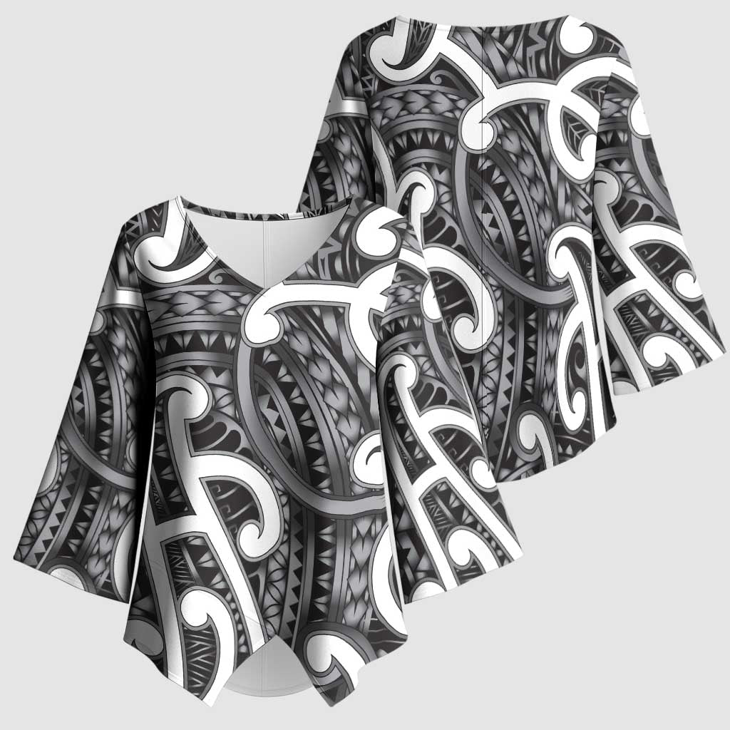 Aotearoa Maori Kowhaiwhai Kimono Sleeve Blouse Kiwikiwi Puhoro and Patiki LT9 - Polynesian Pride