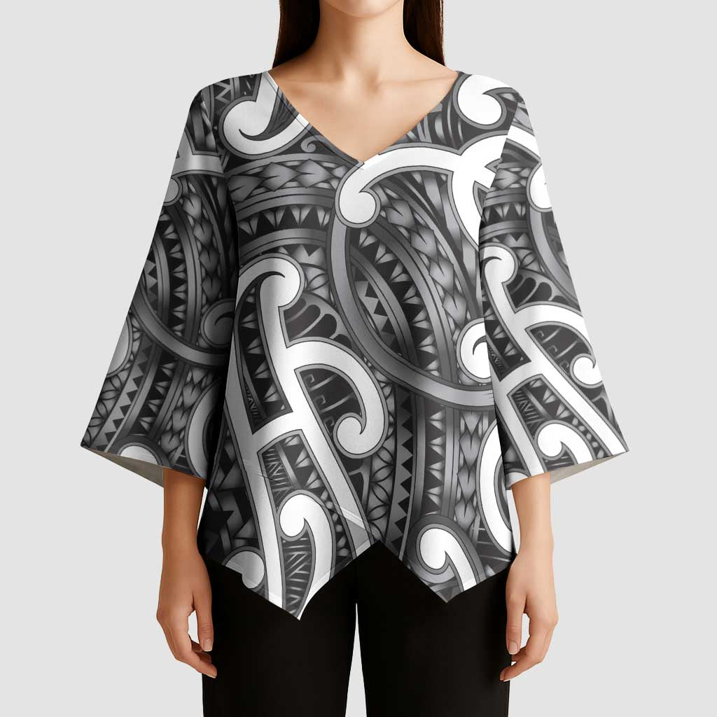 Aotearoa Maori Kowhaiwhai Kimono Sleeve Blouse Kiwikiwi Puhoro and Patiki LT9 - Polynesian Pride