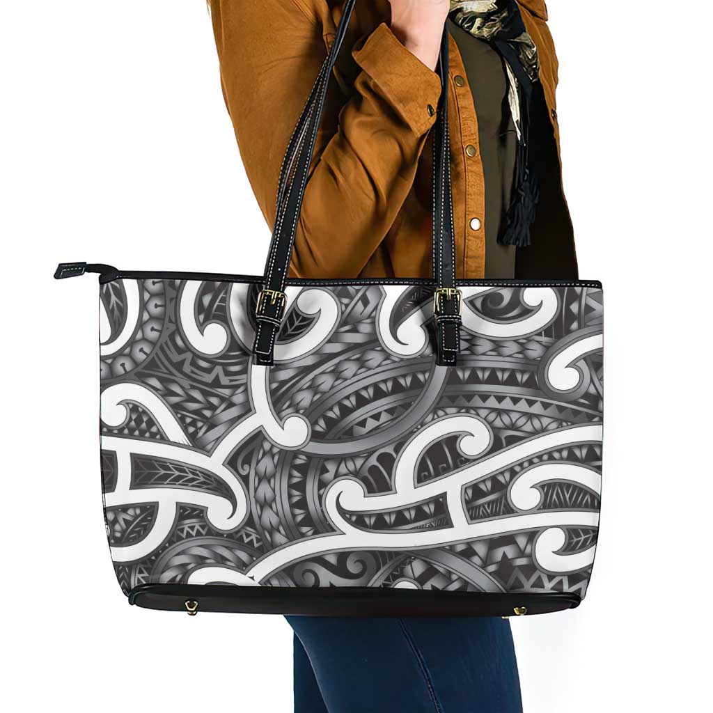Aotearoa Maori Kowhaiwhai Leather Tote Bag Kiwikiwi Puhoro and Patiki LT9 - Polynesian Pride