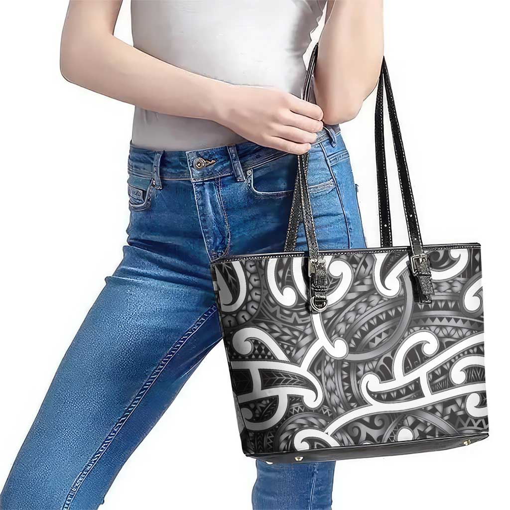Aotearoa Maori Kowhaiwhai Leather Tote Bag Kiwikiwi Puhoro and Patiki LT9 - Polynesian Pride