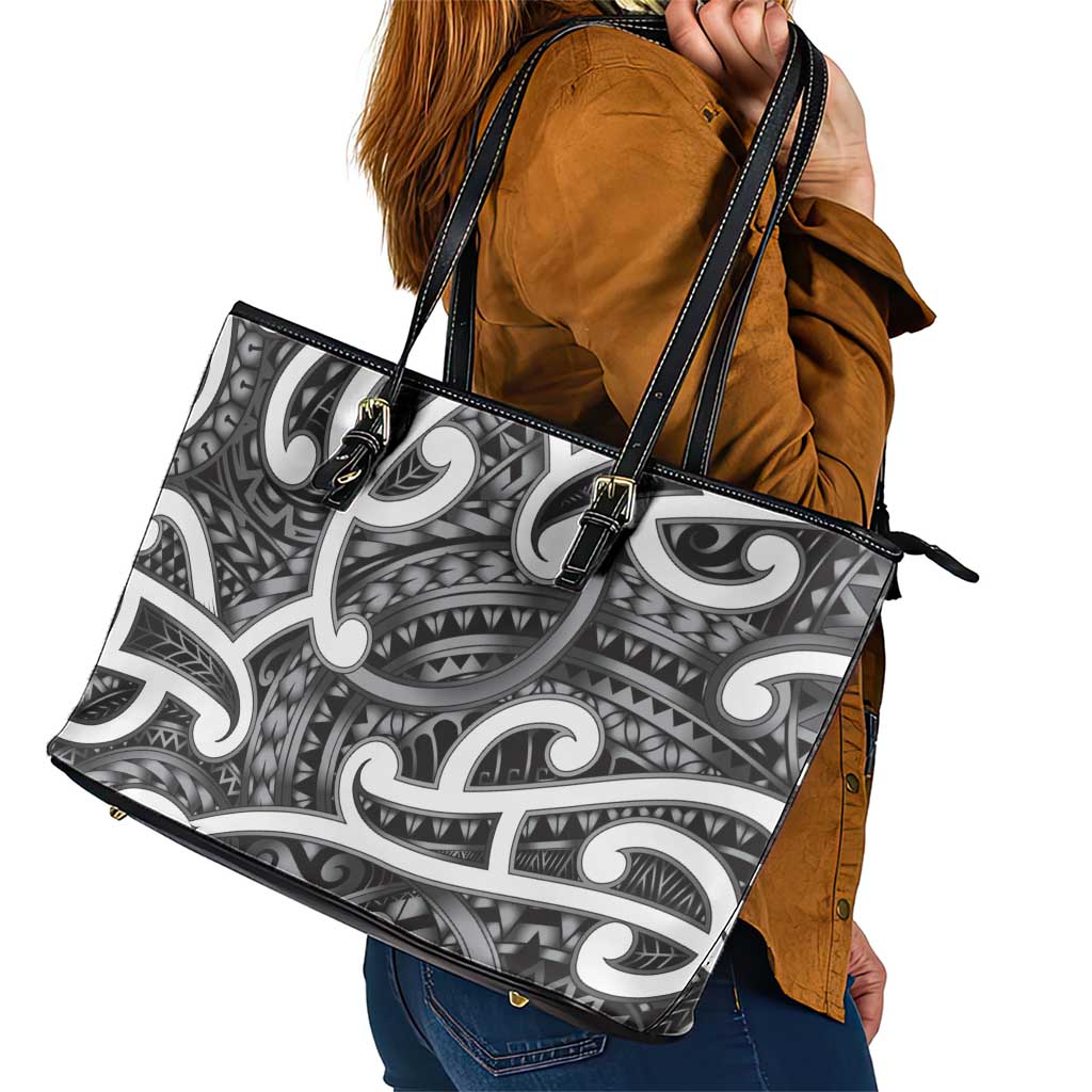 Aotearoa Maori Kowhaiwhai Leather Tote Bag Kiwikiwi Puhoro and Patiki LT9 - Polynesian Pride
