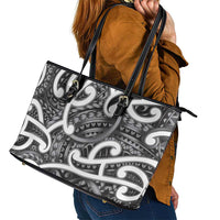 Aotearoa Maori Kowhaiwhai Leather Tote Bag Kiwikiwi Puhoro and Patiki LT9 - Polynesian Pride