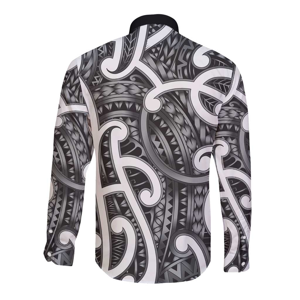 Aotearoa Maori Kowhaiwhai Long Sleeve Button Shirt Kiwikiwi Puhoro and Patiki LT9 - Polynesian Pride