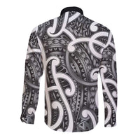Aotearoa Maori Kowhaiwhai Long Sleeve Button Shirt Kiwikiwi Puhoro and Patiki LT9 - Polynesian Pride
