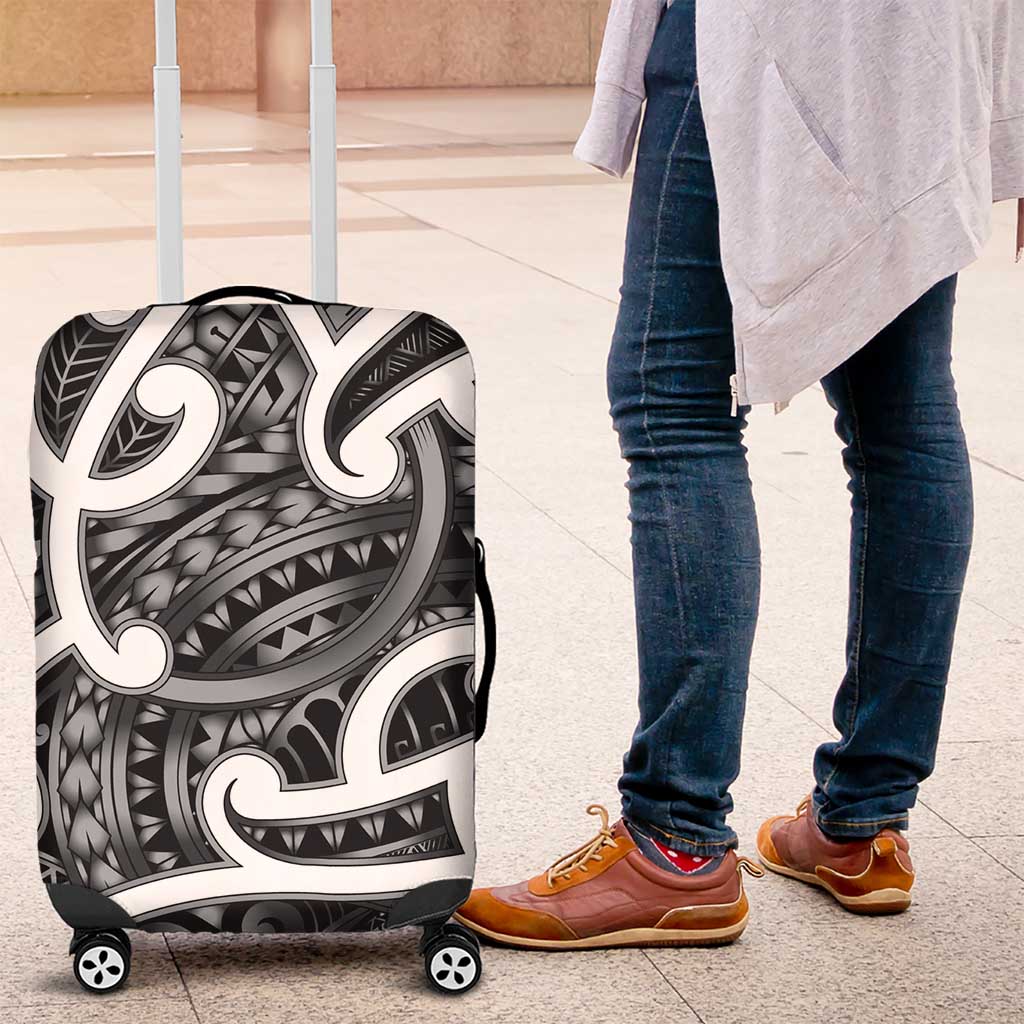 Aotearoa Maori Kowhaiwhai Luggage Cover Kiwikiwi Puhoro and Patiki LT9 Grey - Polynesian Pride