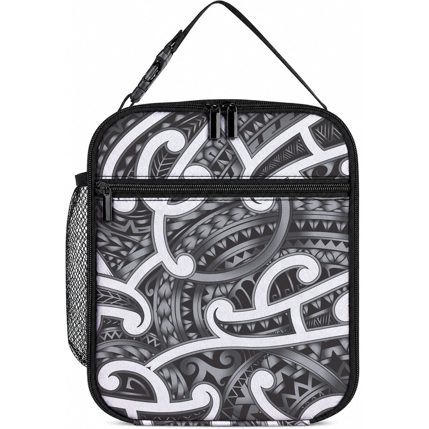 Aotearoa Maori Kowhaiwhai Lunch Bag Kiwikiwi Puhoro and Patiki LT9 10.2 × 8.3 × 4.3 inch Grey - Polynesian Pride
