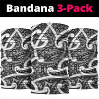 Aotearoa Maori Kowhaiwhai Neck Gaiter Kiwikiwi Puhoro and Patiki LT9 package One Size: 25*50cm Grey - Polynesian Pride