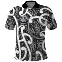 Aotearoa Maori Kowhaiwhai Polo Shirt Kiwikiwi Puhoro and Patiki LT9 Grey - Polynesian Pride
