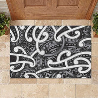 Aotearoa Maori Kowhaiwhai Rubber Doormat Kiwikiwi Puhoro and Patiki LT9 Grey - Polynesian Pride