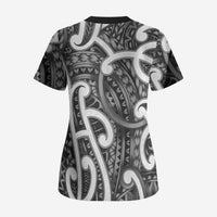 Aotearoa Maori Kowhaiwhai Scrub Top Kiwikiwi Puhoro and Patiki LT9 - Polynesian Pride