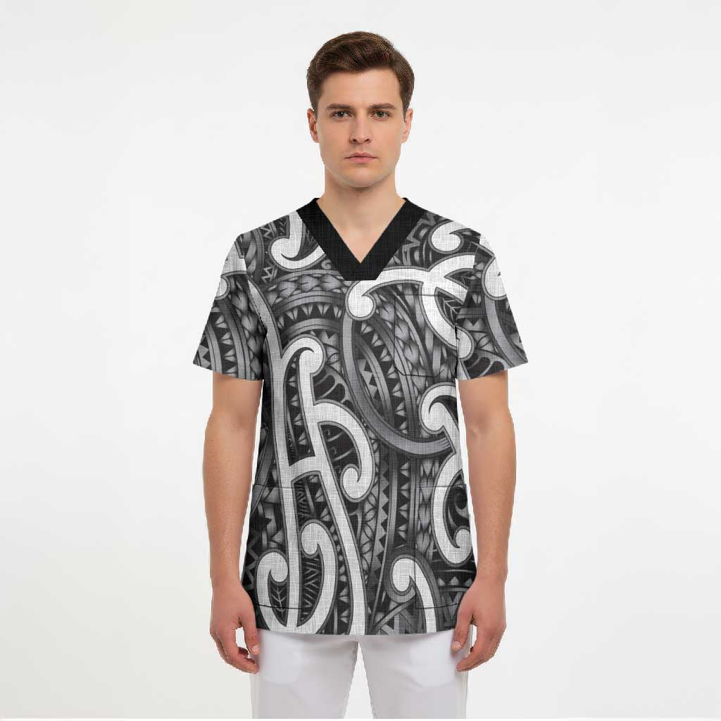 Aotearoa Maori Kowhaiwhai Scrub Top Kiwikiwi Puhoro and Patiki LT9 - Polynesian Pride