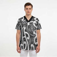 Aotearoa Maori Kowhaiwhai Scrub Top Kiwikiwi Puhoro and Patiki LT9 - Polynesian Pride