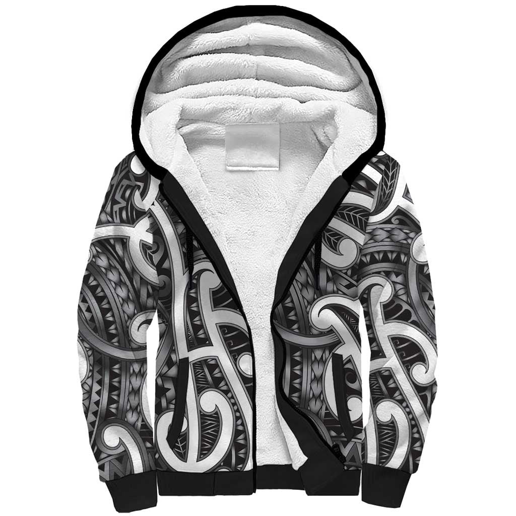 Aotearoa Maori Kowhaiwhai Sherpa Hoodie Kiwikiwi Puhoro and Patiki LT9 Unisex Grey - Polynesian Pride