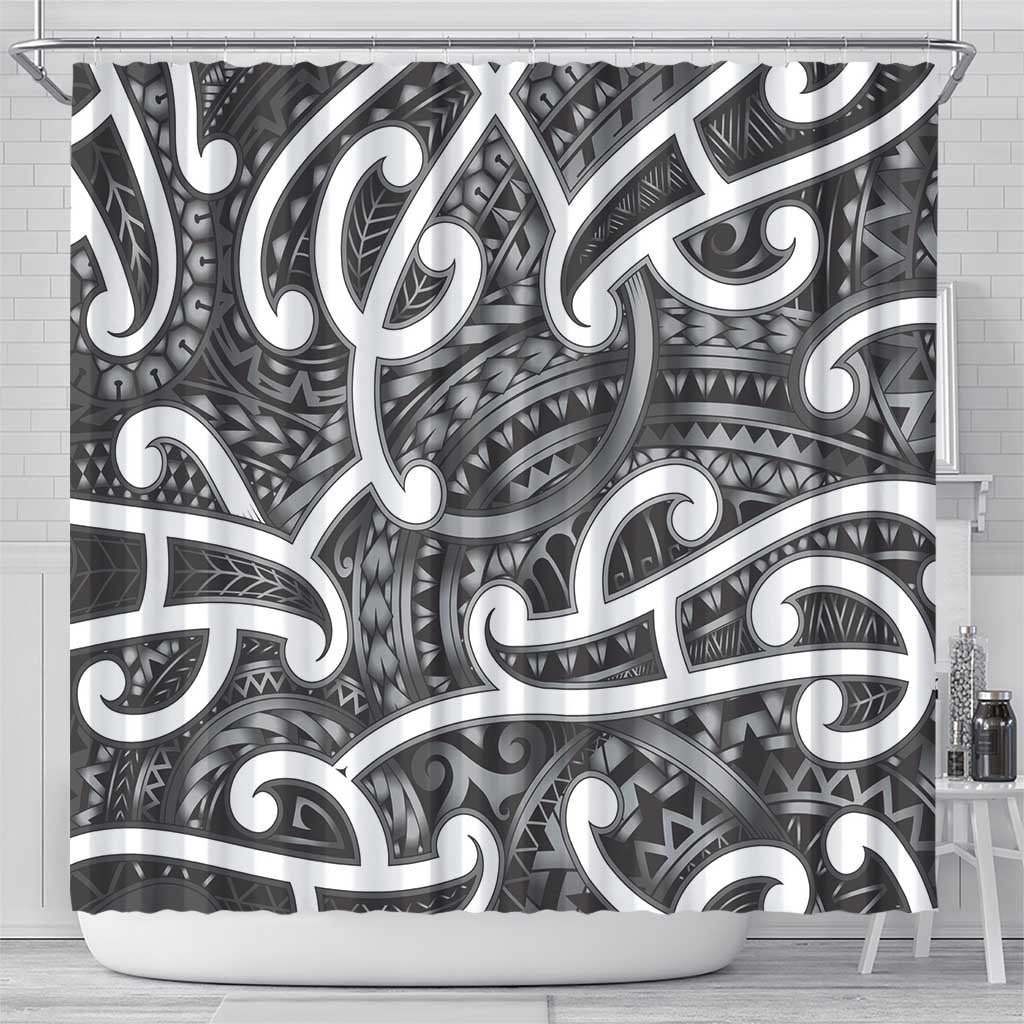 Aotearoa Maori Kowhaiwhai Shower Curtain Kiwikiwi Puhoro and Patiki LT9 - Polynesian Pride
