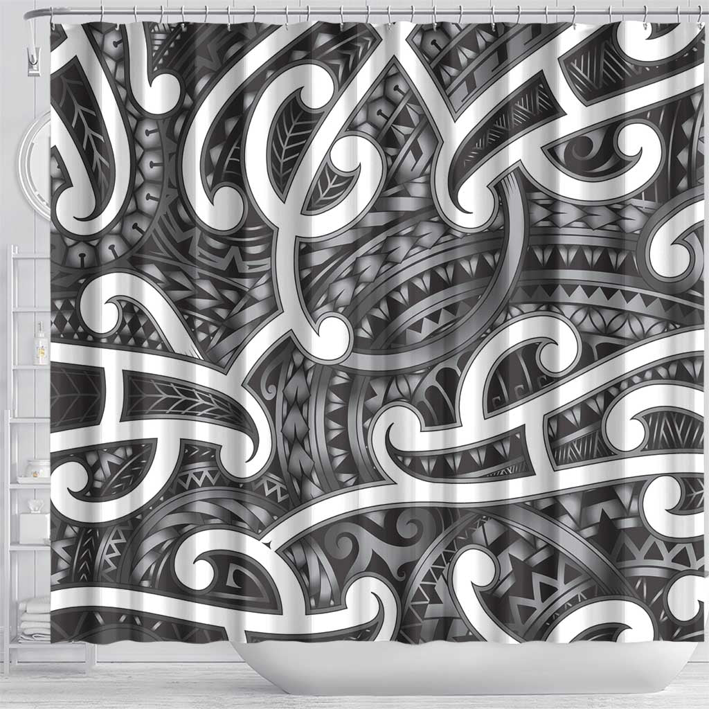 Aotearoa Maori Kowhaiwhai Shower Curtain Kiwikiwi Puhoro and Patiki LT9 - Polynesian Pride