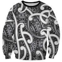 Aotearoa Maori Kowhaiwhai Sweatshirt Kiwikiwi Puhoro and Patiki LT9 Unisex Grey - Polynesian Pride