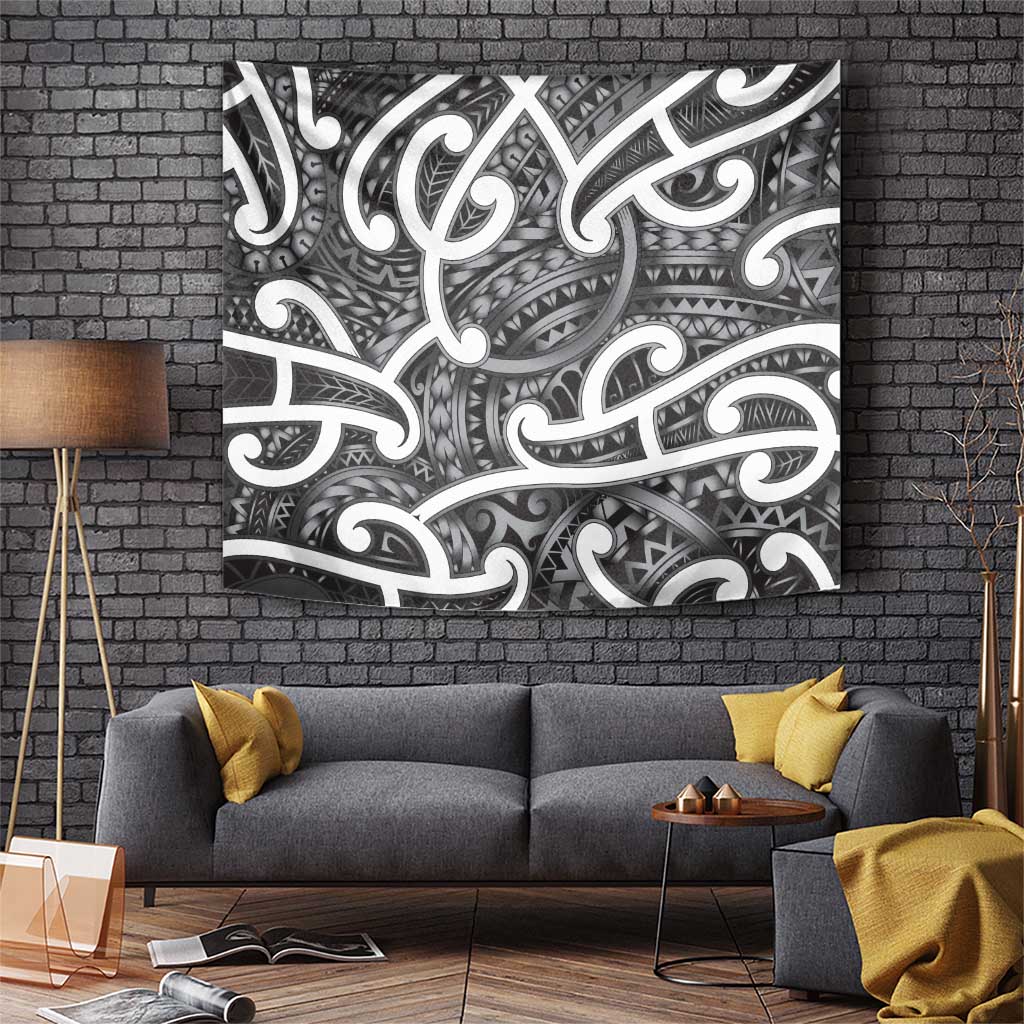 Aotearoa Maori Kowhaiwhai Tapestry Kiwikiwi Puhoro and Patiki LT9 Grey - Polynesian Pride