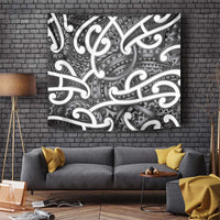 Aotearoa Maori Kowhaiwhai Tapestry Kiwikiwi Puhoro and Patiki LT9 Grey - Polynesian Pride
