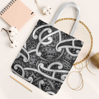 Aotearoa Maori Kowhaiwhai Tote Bag Kiwikiwi Puhoro and Patiki LT9 White Strap One Size Grey - Polynesian Pride