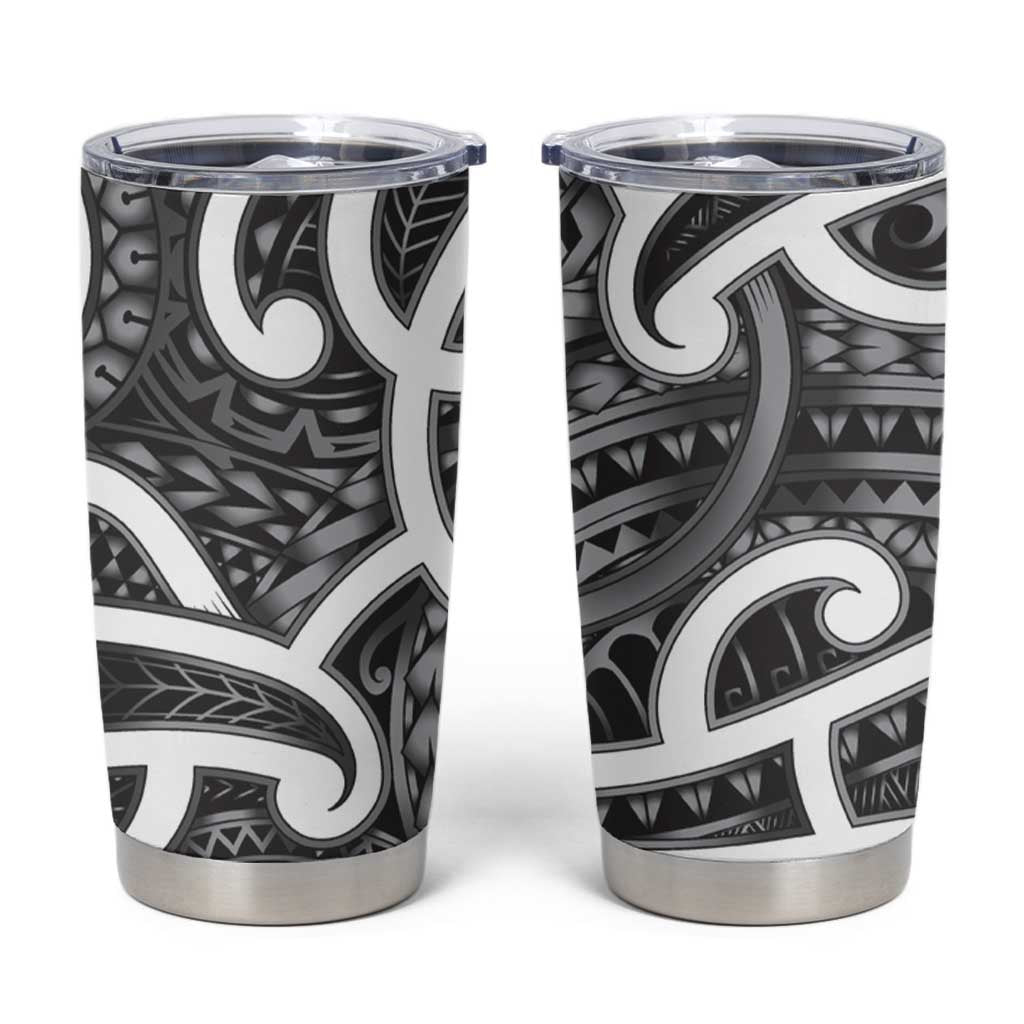 Aotearoa Maori Kowhaiwhai Tumbler Cup Kiwikiwi Puhoro and Patiki LT9 Grey - Polynesian Pride
