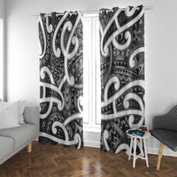 Aotearoa Maori Kowhaiwhai Window Curtain Kiwikiwi Puhoro and Patiki LT9 With Grommets Grey - Polynesian Pride
