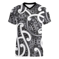 Aotearoa Maori Kowhaiwhai Women V-Neck T-Shirt Kiwikiwi Puhoro and Patiki