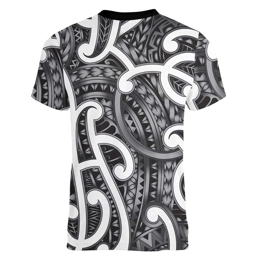 Aotearoa Maori Kowhaiwhai Women V-Neck T-Shirt Kiwikiwi Puhoro and Patiki
