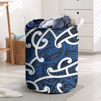 Aotearoa Maori Kowhaiwhai Laundry Basket Kikorangi Puhoro and Patiki LT9 Blue - Polynesian Pride