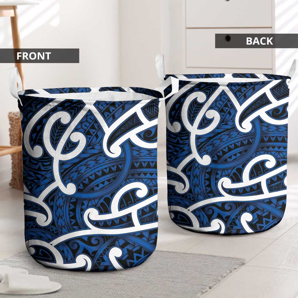 Aotearoa Maori Kowhaiwhai Laundry Basket Kikorangi Puhoro and Patiki LT9 - Polynesian Pride