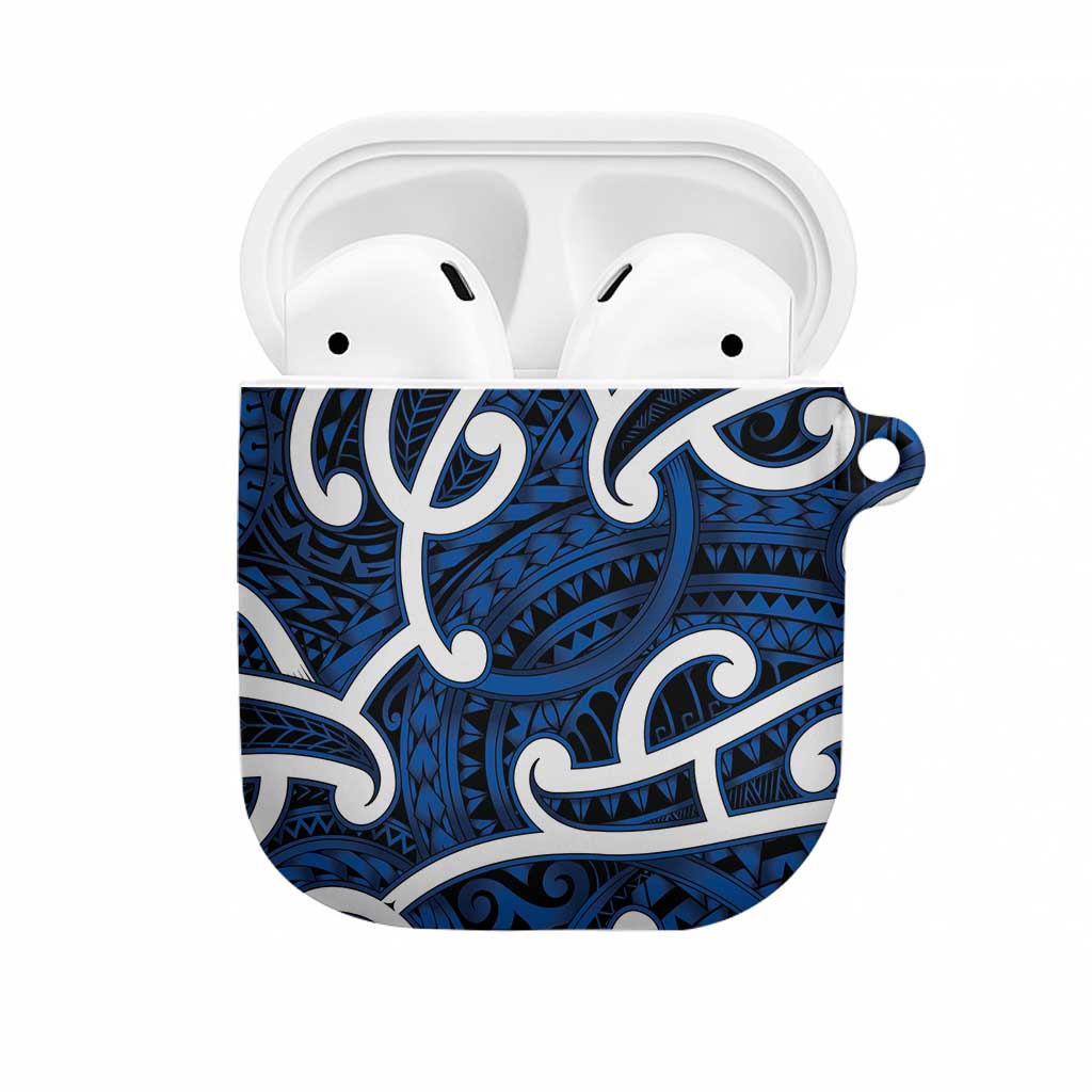 Aotearoa Maori Kowhaiwhai AirPods Case Kikorangi Puhoro and Patiki LT9 Blue - Polynesian Pride