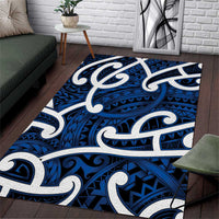 Aotearoa Maori Kowhaiwhai Area Rug Kikorangi Puhoro and Patiki LT9 Blue - Polynesian Pride