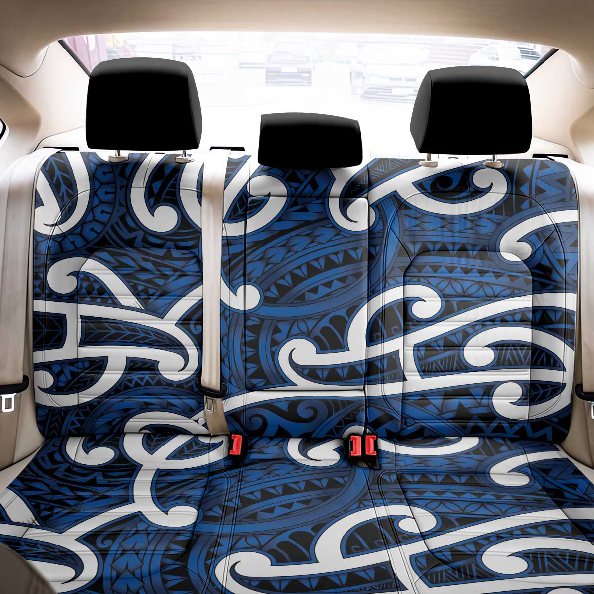 Aotearoa Maori Kowhaiwhai Back Car Seat Cover Kikorangi Puhoro and Patiki