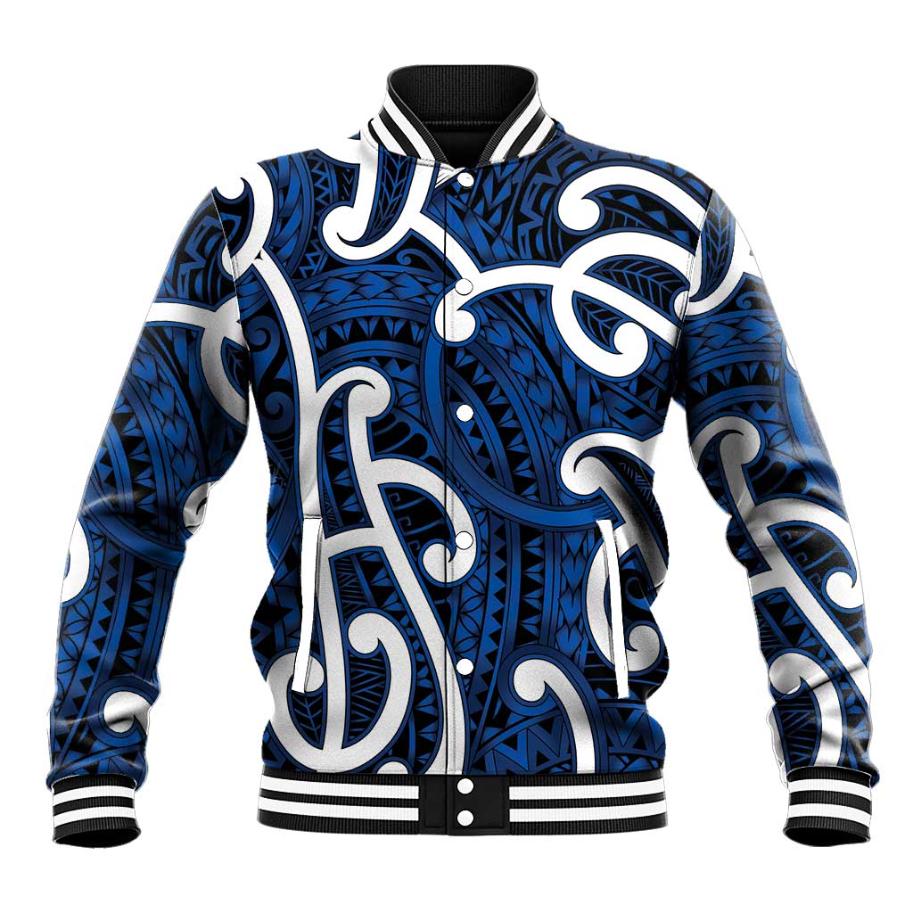 Aotearoa Maori Kowhaiwhai Baseball Jacket Kikorangi Puhoro and Patiki