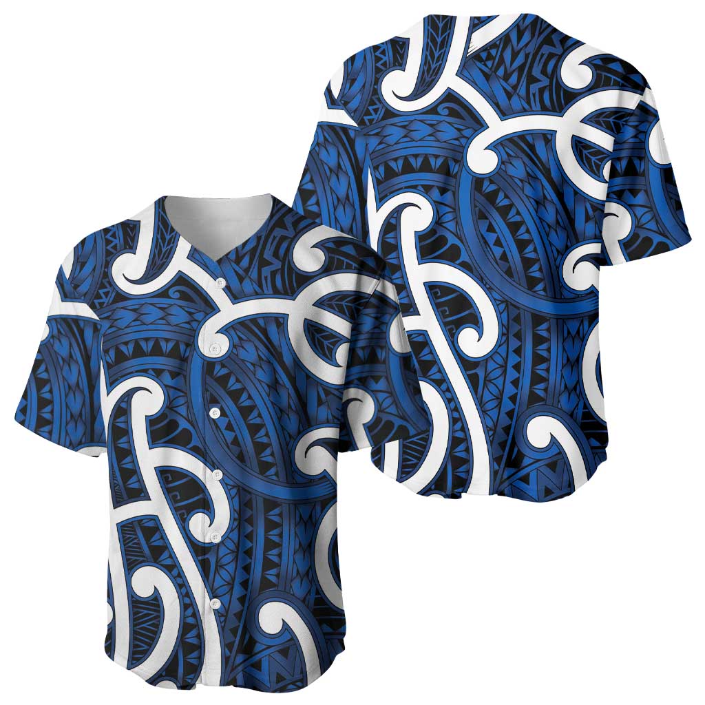 Aotearoa Maori Kowhaiwhai Baseball Jersey Kikorangi Puhoro and Patiki LT9 - Polynesian Pride