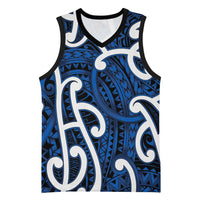 Aotearoa Maori Kowhaiwhai Basketball Jersey Kikorangi Puhoro and Patiki LT9 Unisex Blue - Polynesian Pride